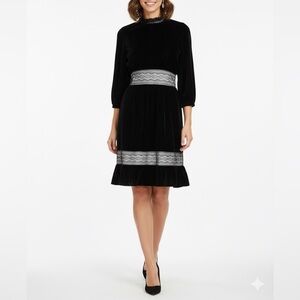 NWT Roberto Cavalli Class A Line Velvet Lace Black Dress Long Sleeve Sz 2